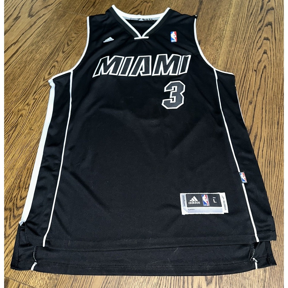Adidas Dwayne Wade #3 Miami Heat BlackOut NBA Swingman Jersey‎ Length +2 Large